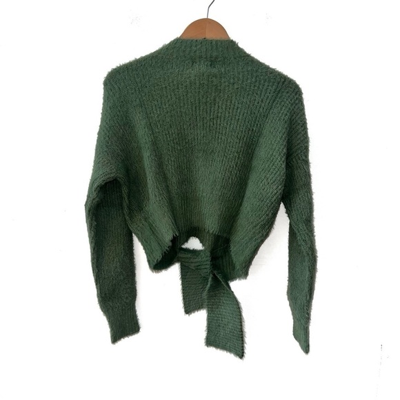 Princess Polly Green Winslow Fuzzy Soft Tie Front Jumper Sweater XS Small - Picture 3 of 11